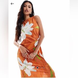 ASOS Floral Orange Sleeveless Dress